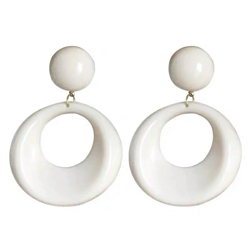 Geometric Acrylic Cream Earringsresin Stud Ear Clip