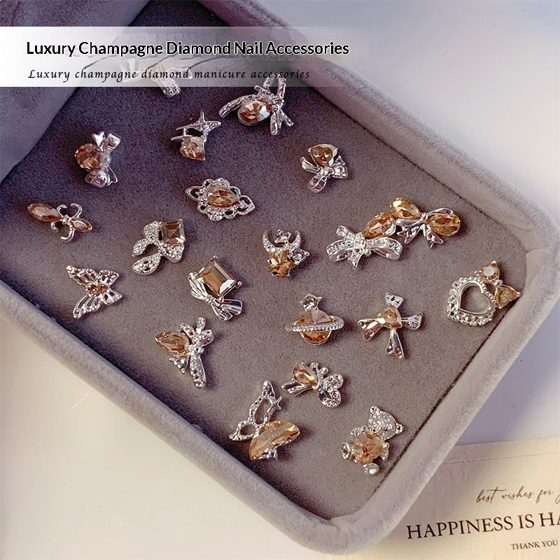 High-end, Luxe Champagne Nail Jewelry