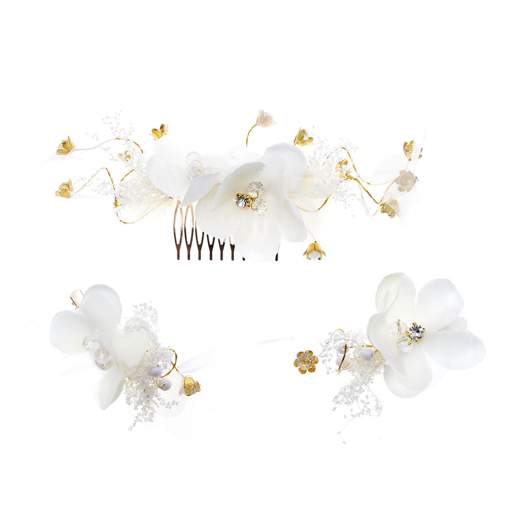 Wedding Dress With White  Comb And Hair Accessory Set