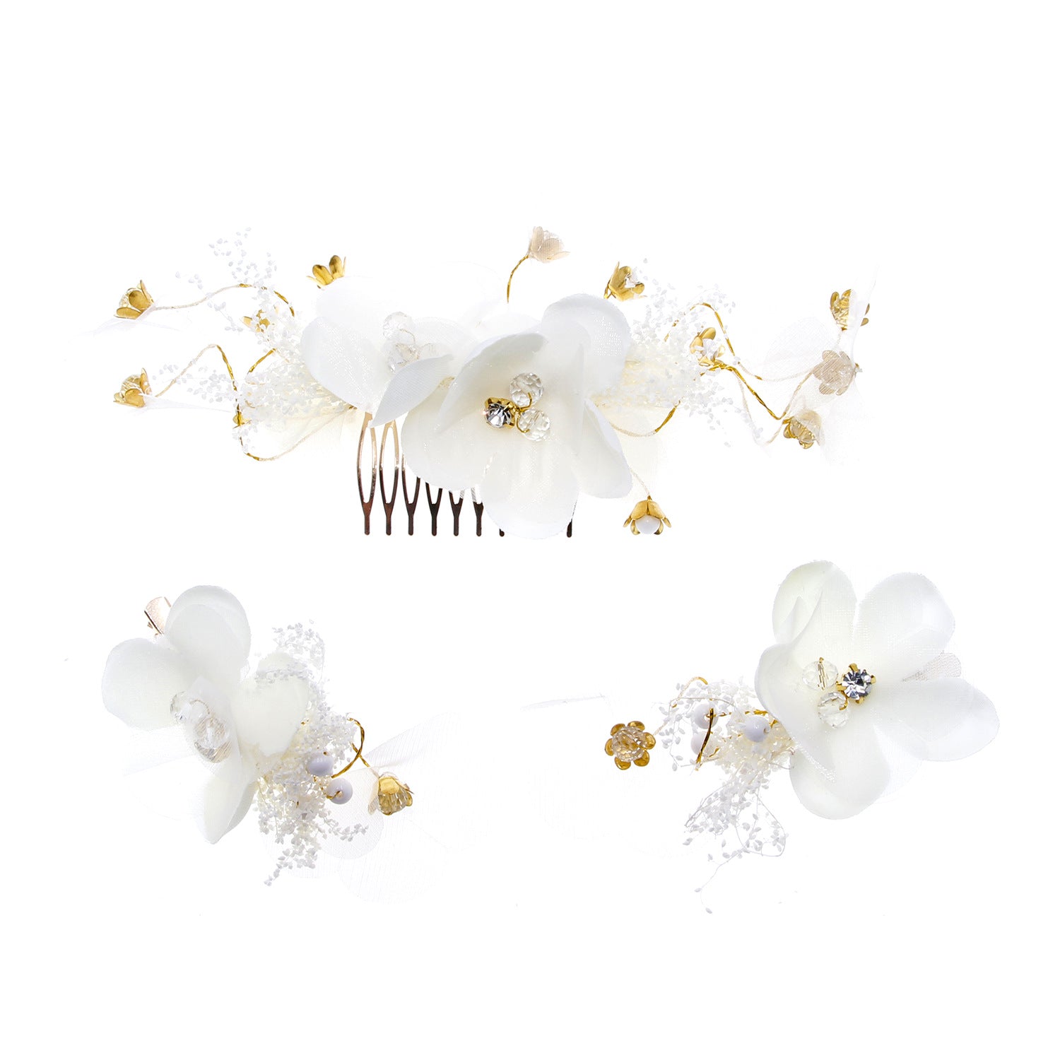 Wedding Dress With White  Comb And Hair Accessory Set