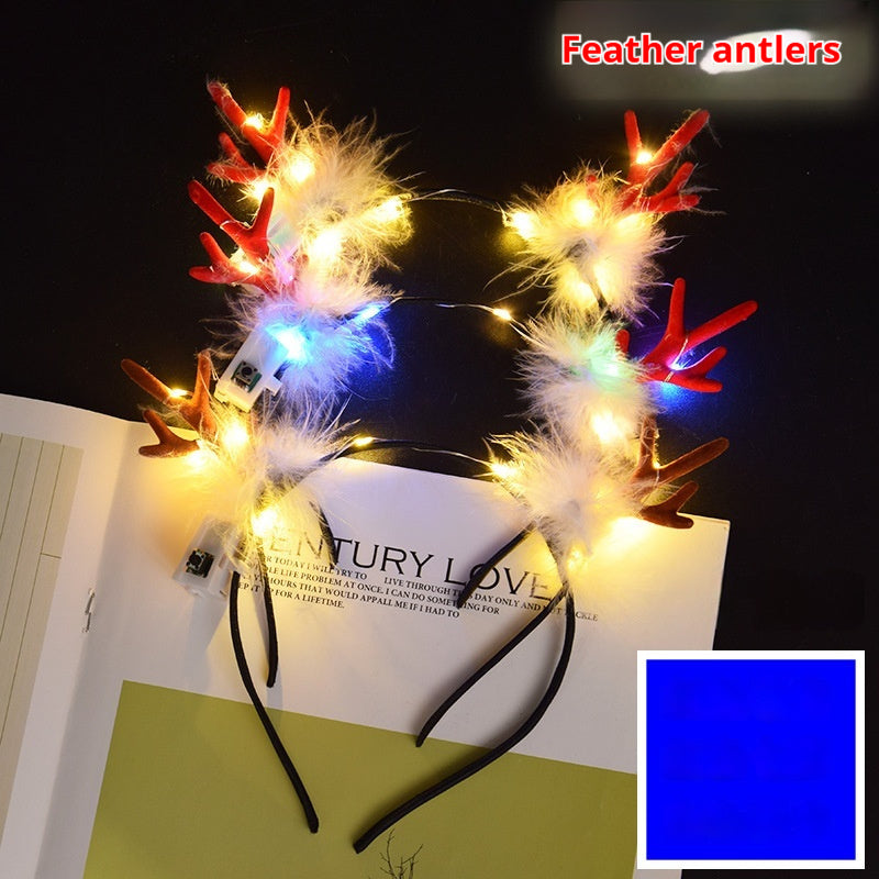 Glowing Headdress Antlers Headband Rabbit Ear Garland With Light