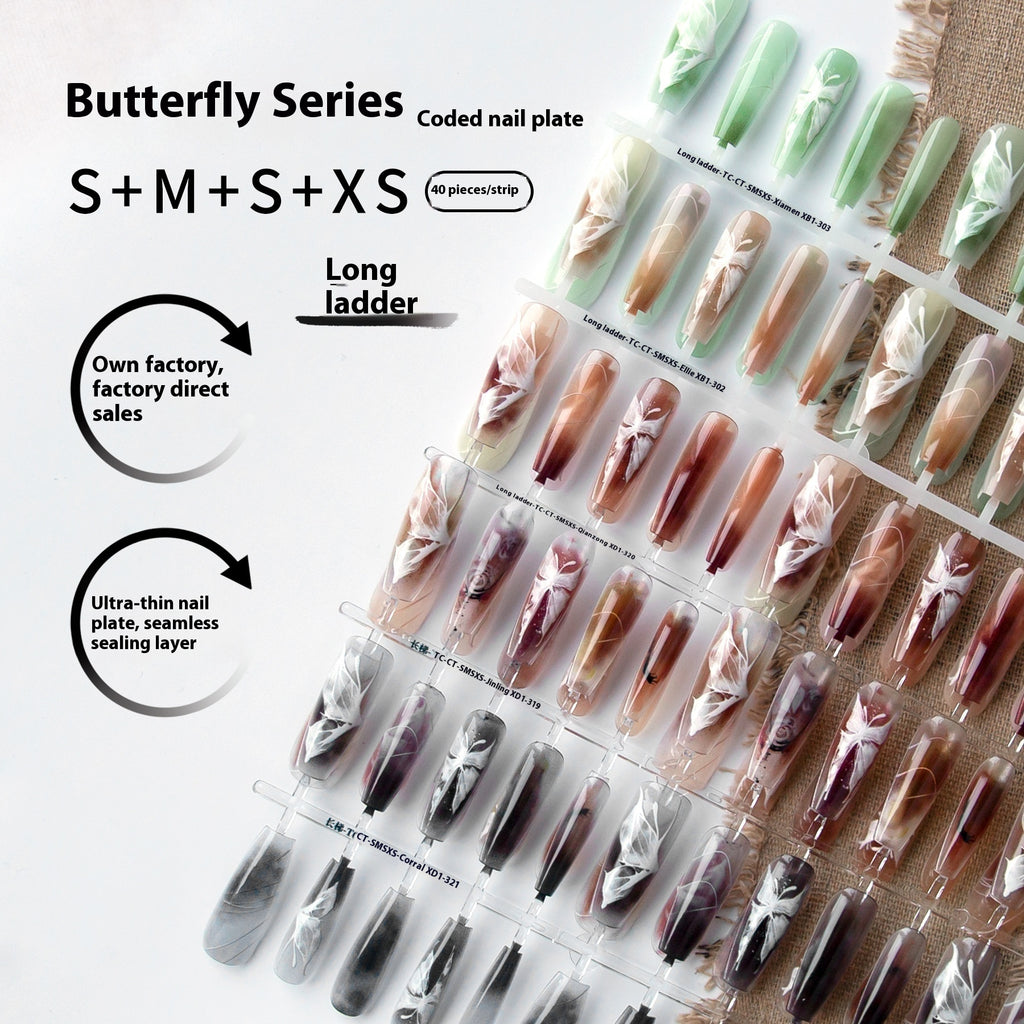 Press On Nails New Chinese Style Butterfly Nail Art Plated Crystal Seal Layer