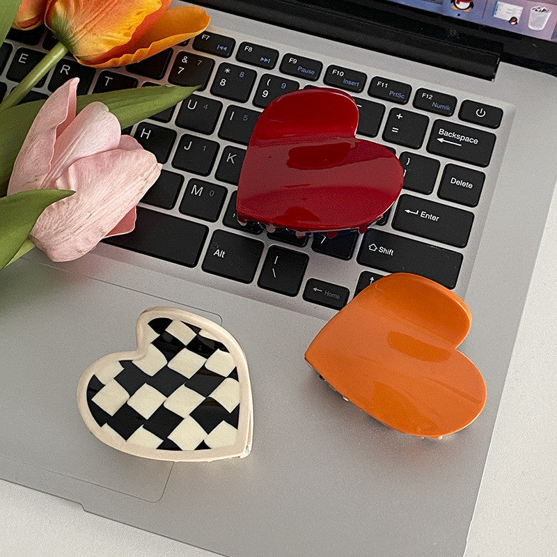 Special-interest Design Red And White Chessboard Plaid Contrast Color Love
