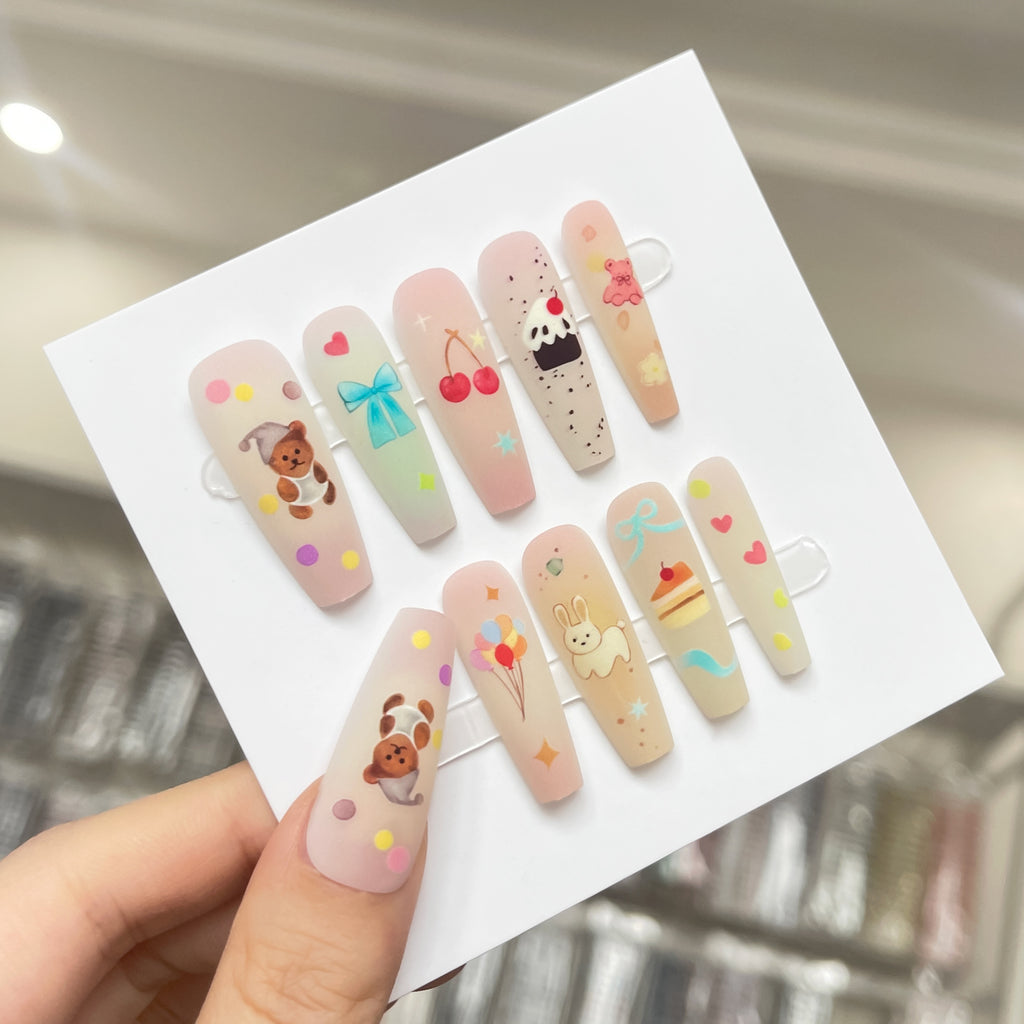 New Chinese Cute Little Bear Cartoon Glossy Seal Nail Sticker