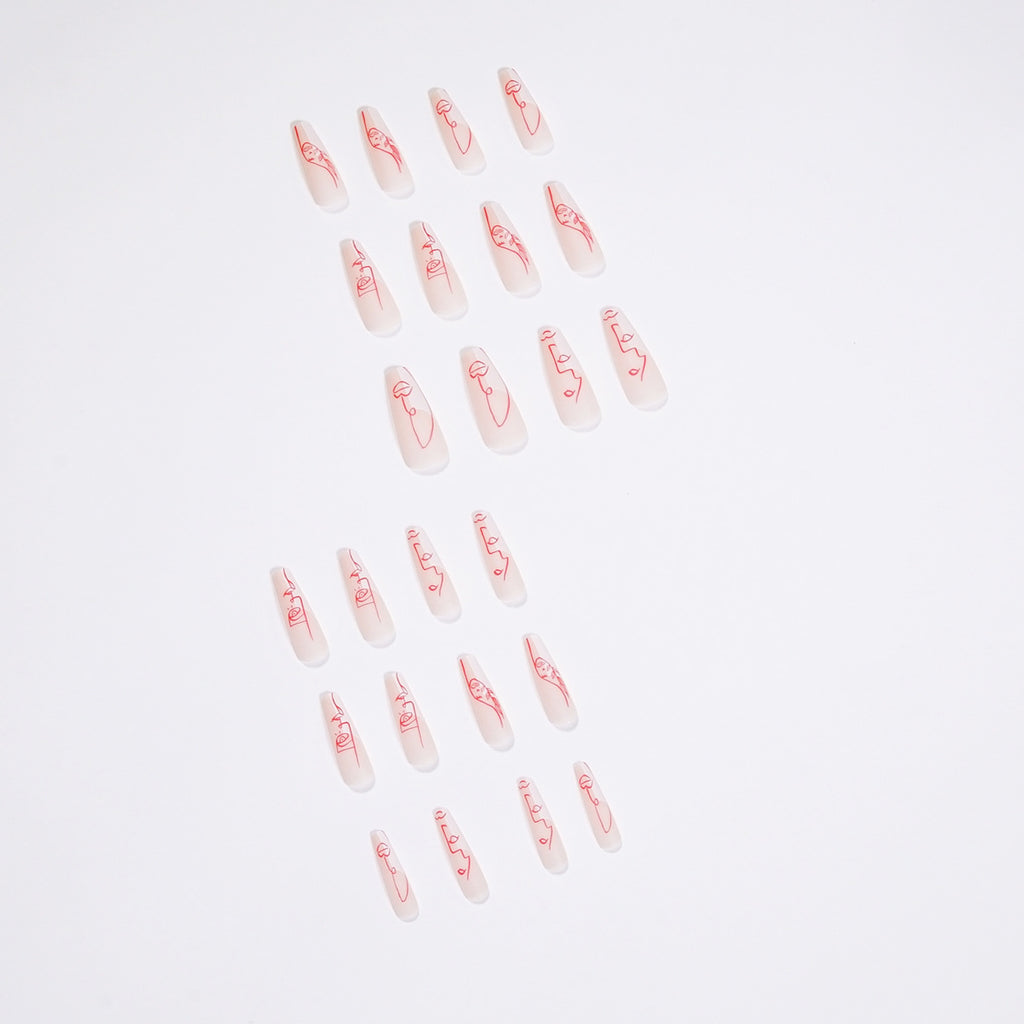 Artistic Abstract Face Wear Nail Line Manicure Personality Nail Tip