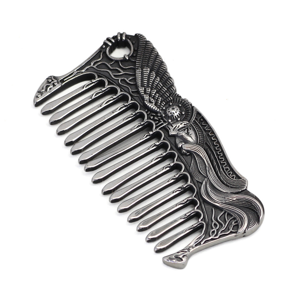 Nordic Viking Stainless Steel Comb Double-sided Aoding Crow Viking Women's Jewelry