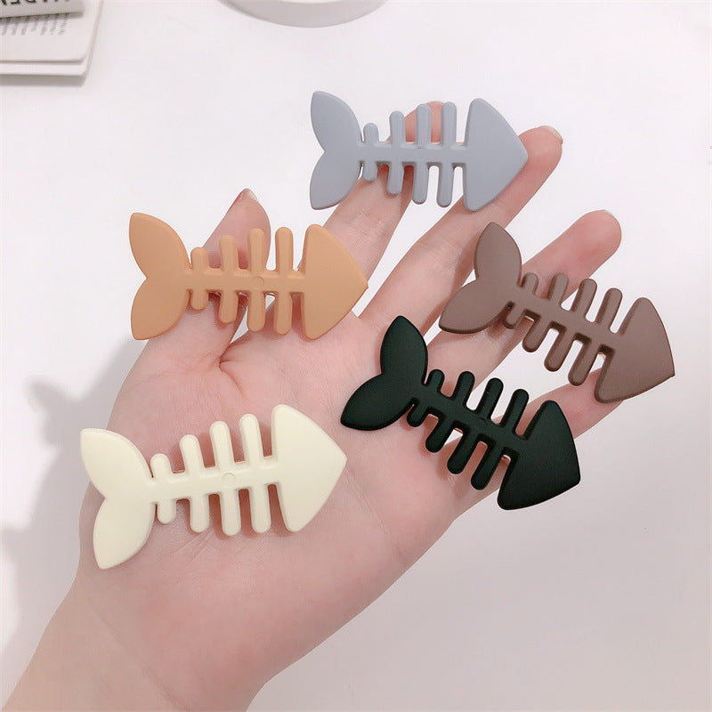 Minimalist Candy Color Fishbone Barrettes Cute Funny Side Bangs Female