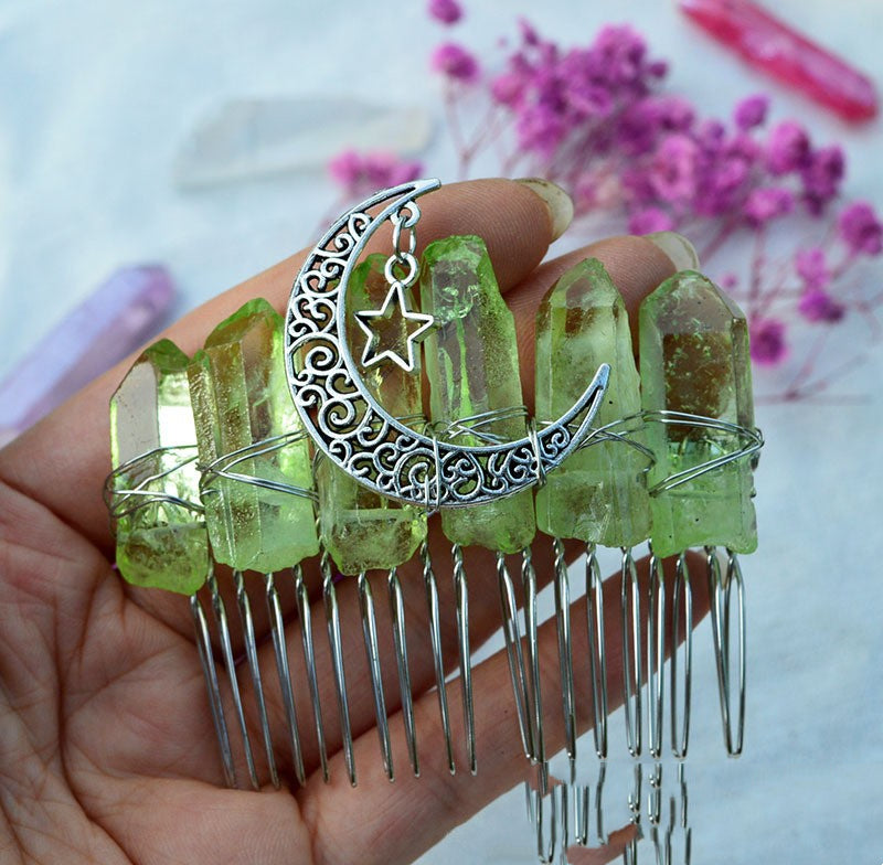 Premium Handmade Crown Moon Hollow Star Hair Comb