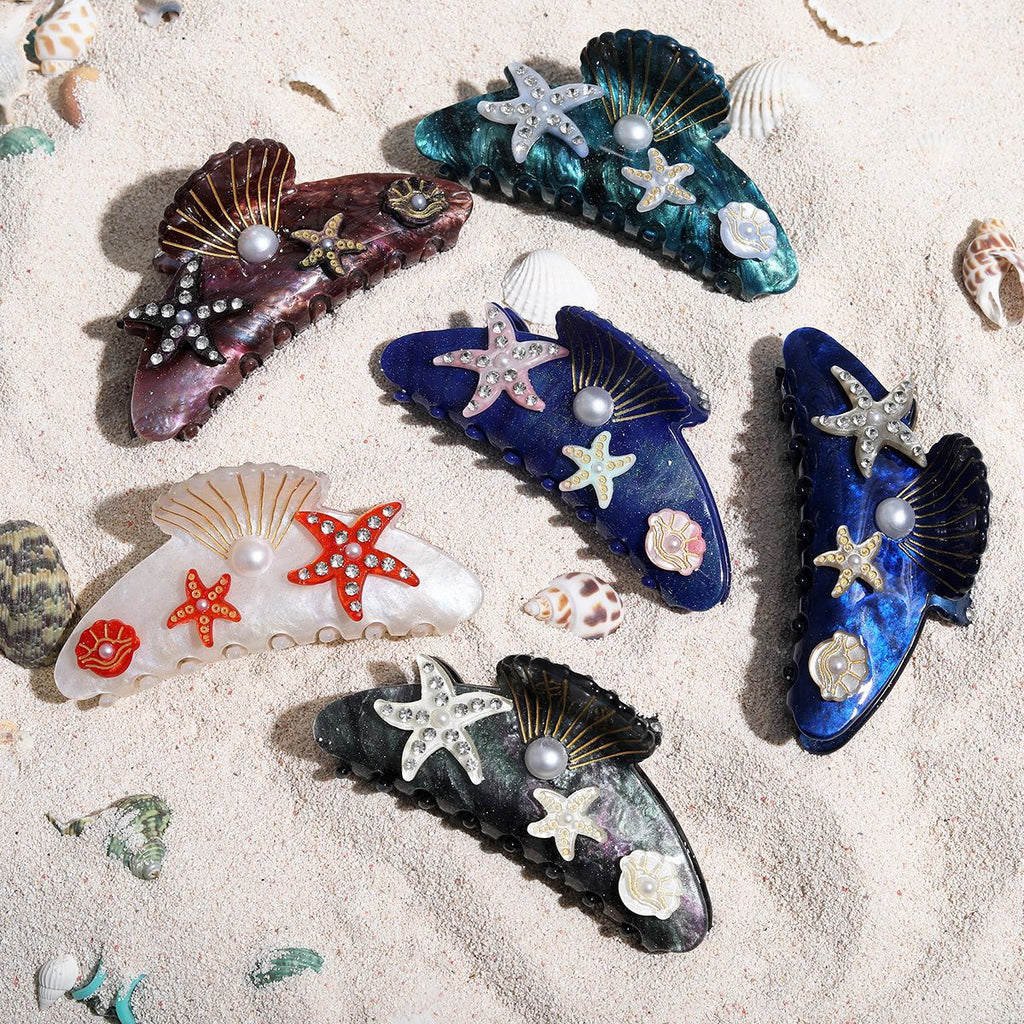 Ocean Acrylic Starfish Shell Temperament Seabed Barrettes