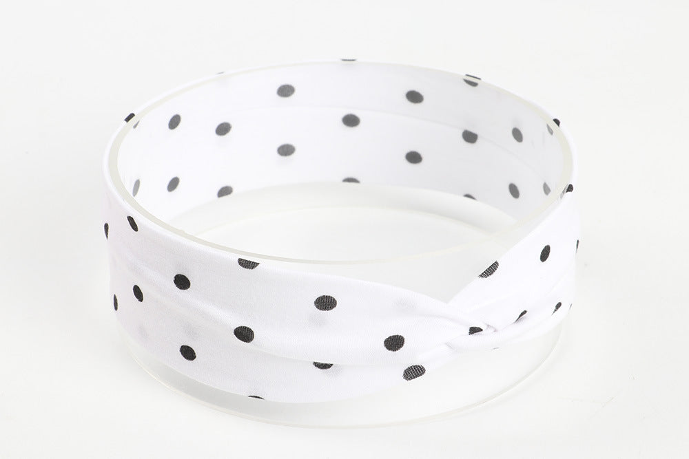 European And American Cute Dotted Prints Cross Babies' Headwear Cotton Cloth Children's Headband