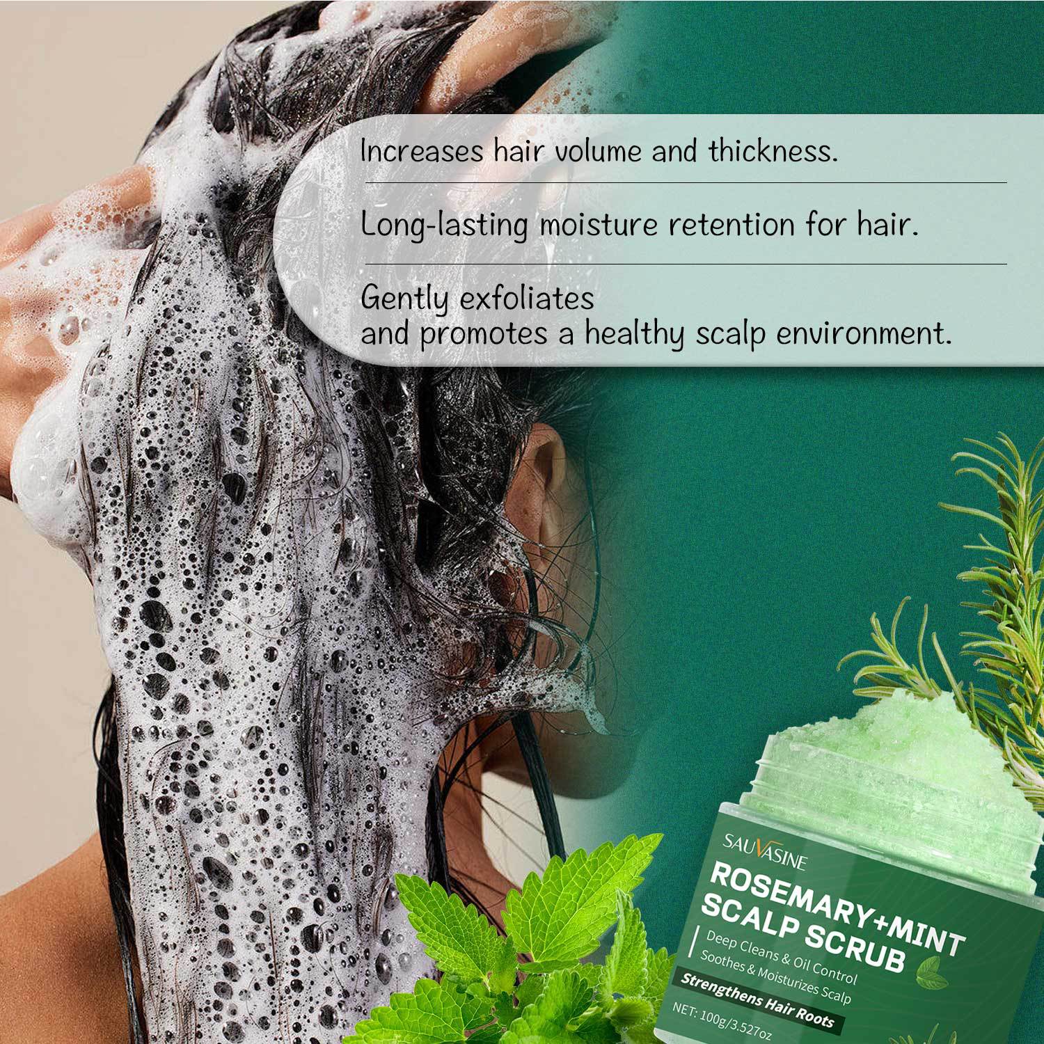 Rosemary Mint Scalp Scrub Shampoo With Massage Comb