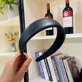 Pure Color PU Sponge Headband Women Korean Style Simple Braided Hair