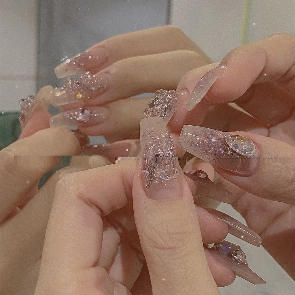 Removable Chain Broken Diamond False Nail