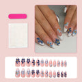 French Non-drip Retro Blue Floral Sweet Nail Art