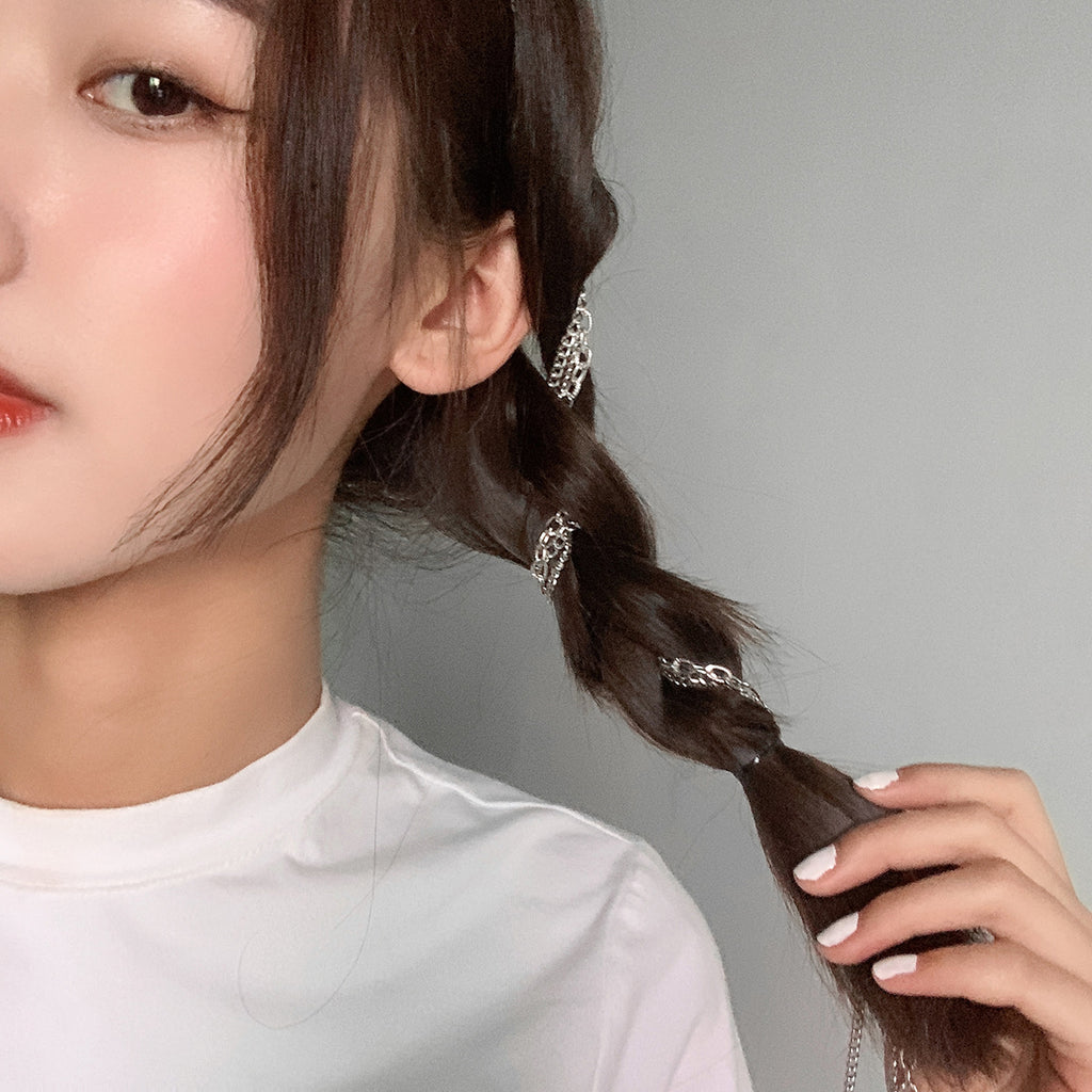 Trendy Street Shooting Geometric Metal Chain Side Clip Hairband