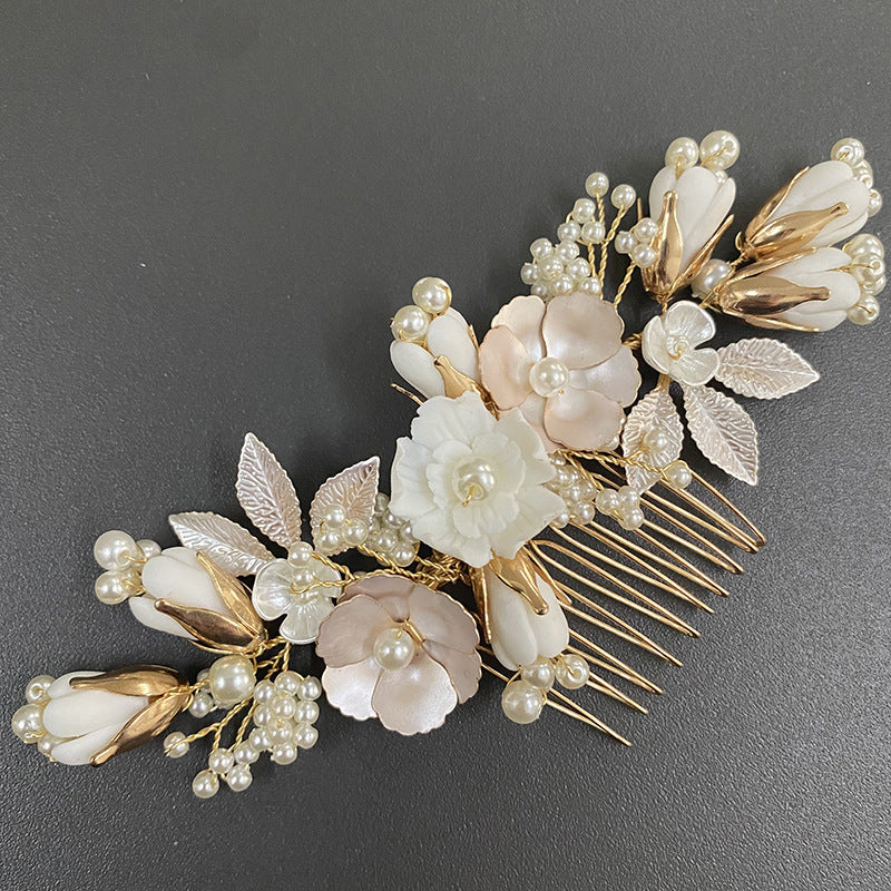 Wedding Bride Pastoral Ceramic Flower Headwear Comb Accessories