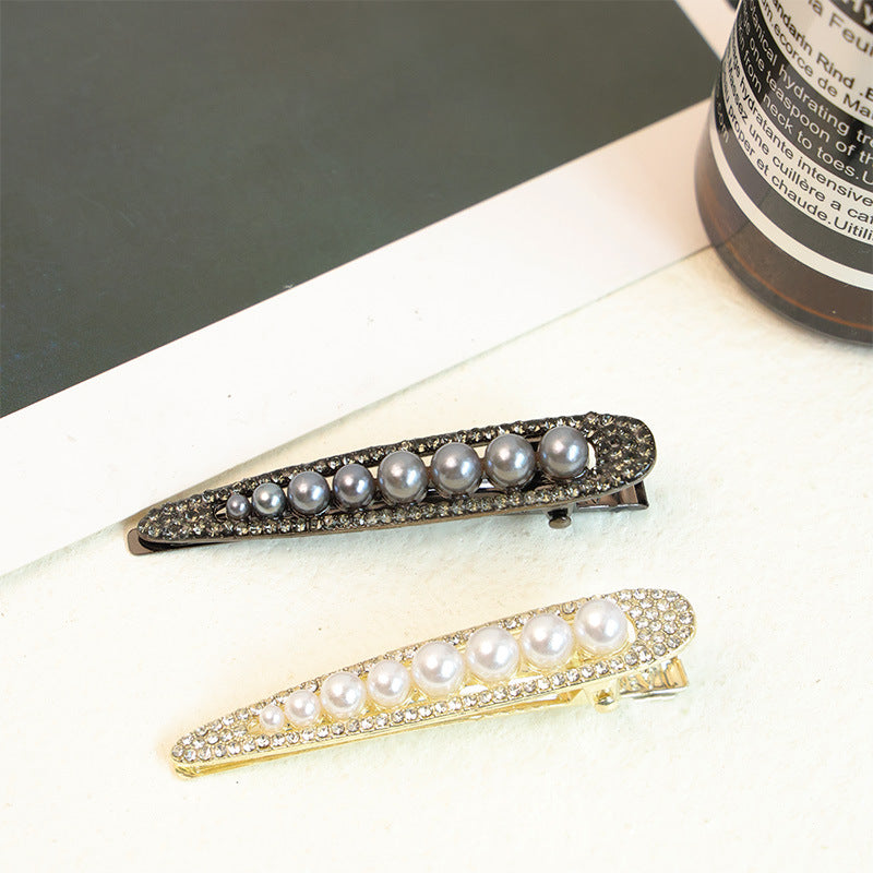 Elegant Retro Pearl Front Broken Hair Duck Barrettes