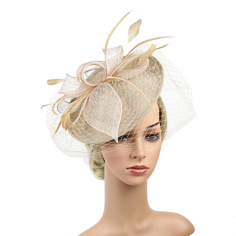 Linen Hat Feather Headdress Bridal Photography Photo Accessories