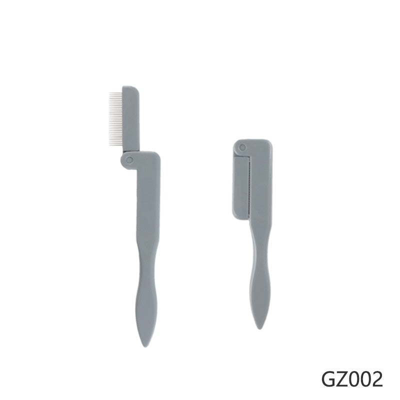 Straight Handle Foldable Stainless Steel Needle Brow Groomer Lash Comb Beauty Makeup Tools