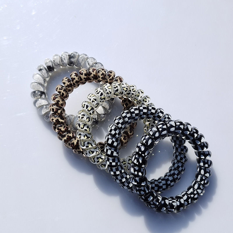 Telephone Line Translucent Jelly Frosted Leopard Print Headband Rubber Band Simple And Seamless Headdress For Hair Ties