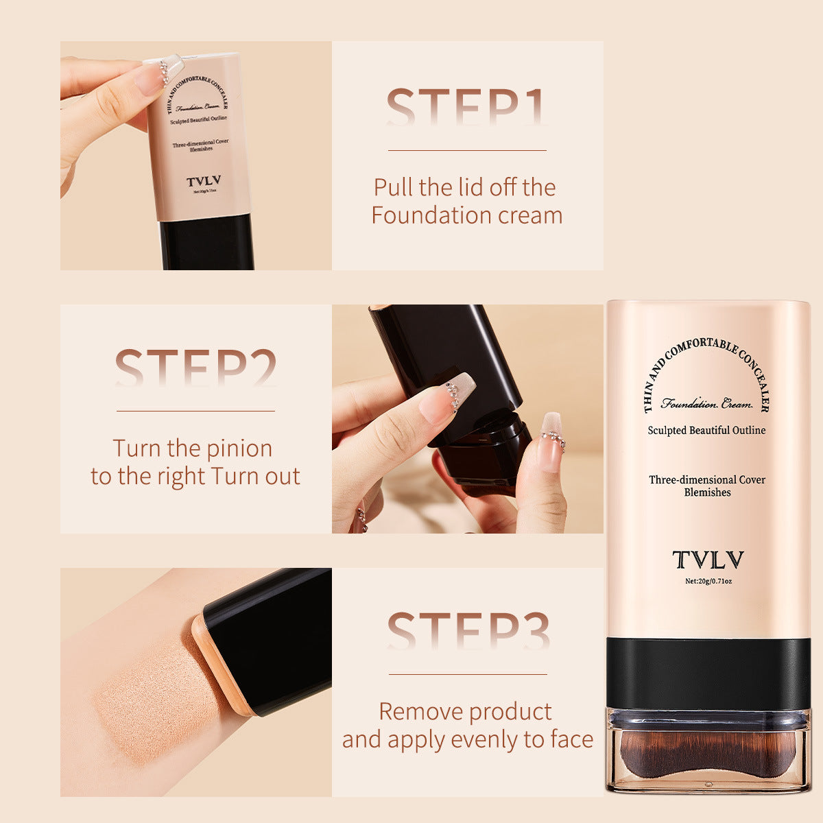 TVLV Eraser Stick Foundation Moisturizing Light Transparent Concealer Brightening Skin Color