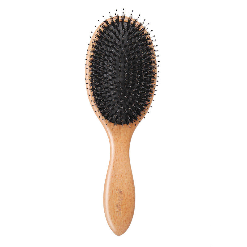 Boar Bristle Solid Wood Comb Hair Plate Airbag Smooth Massage