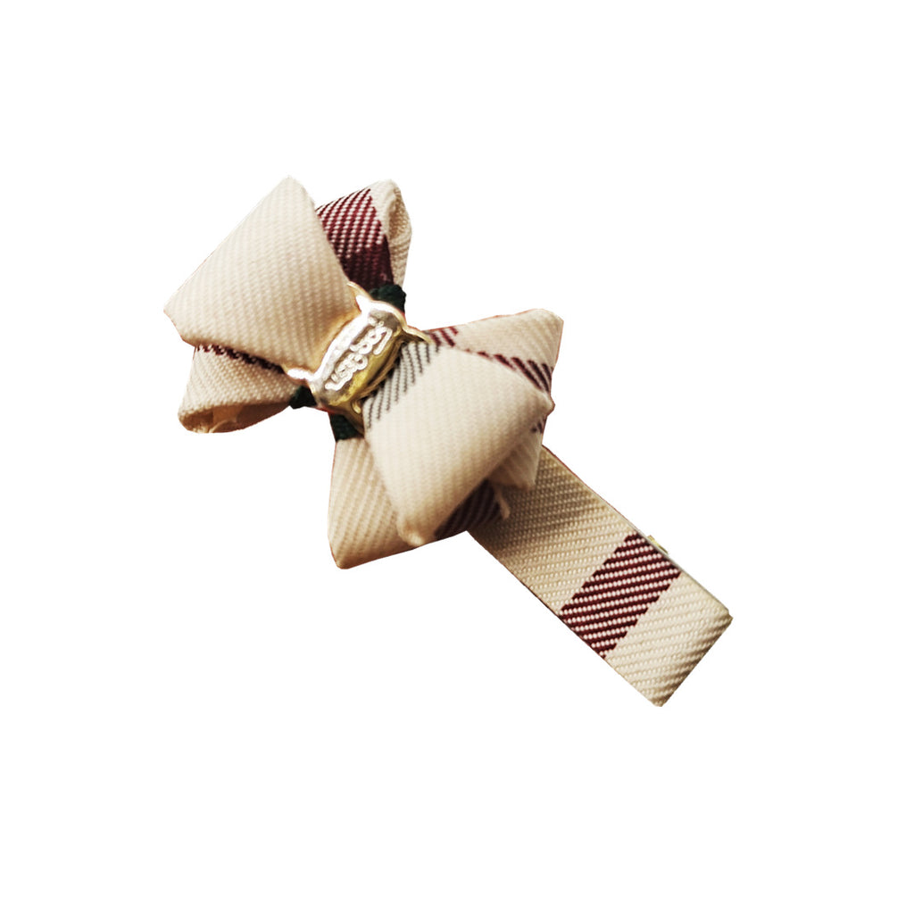 Fabric Plaid Shark Clip Hairpin Bowknot Female