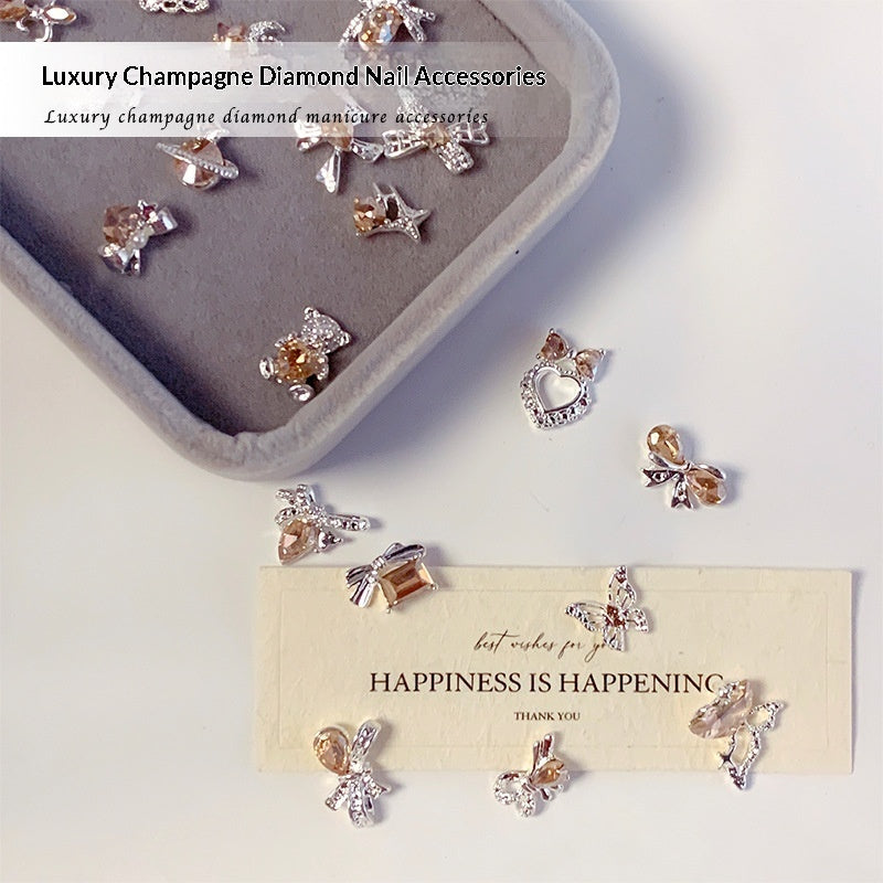 High-end, Luxe Champagne Nail Jewelry