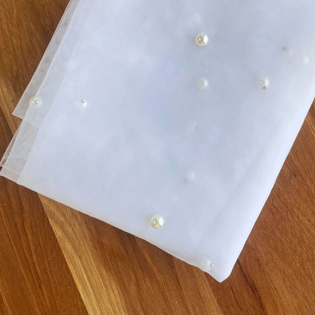 Hand Sewn Hair Comb Pearl Long Tail Soft Yarn Veil