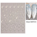 Silver Stamping Nail Sticker Wind Star Moon Heart-shape Lock Necklace