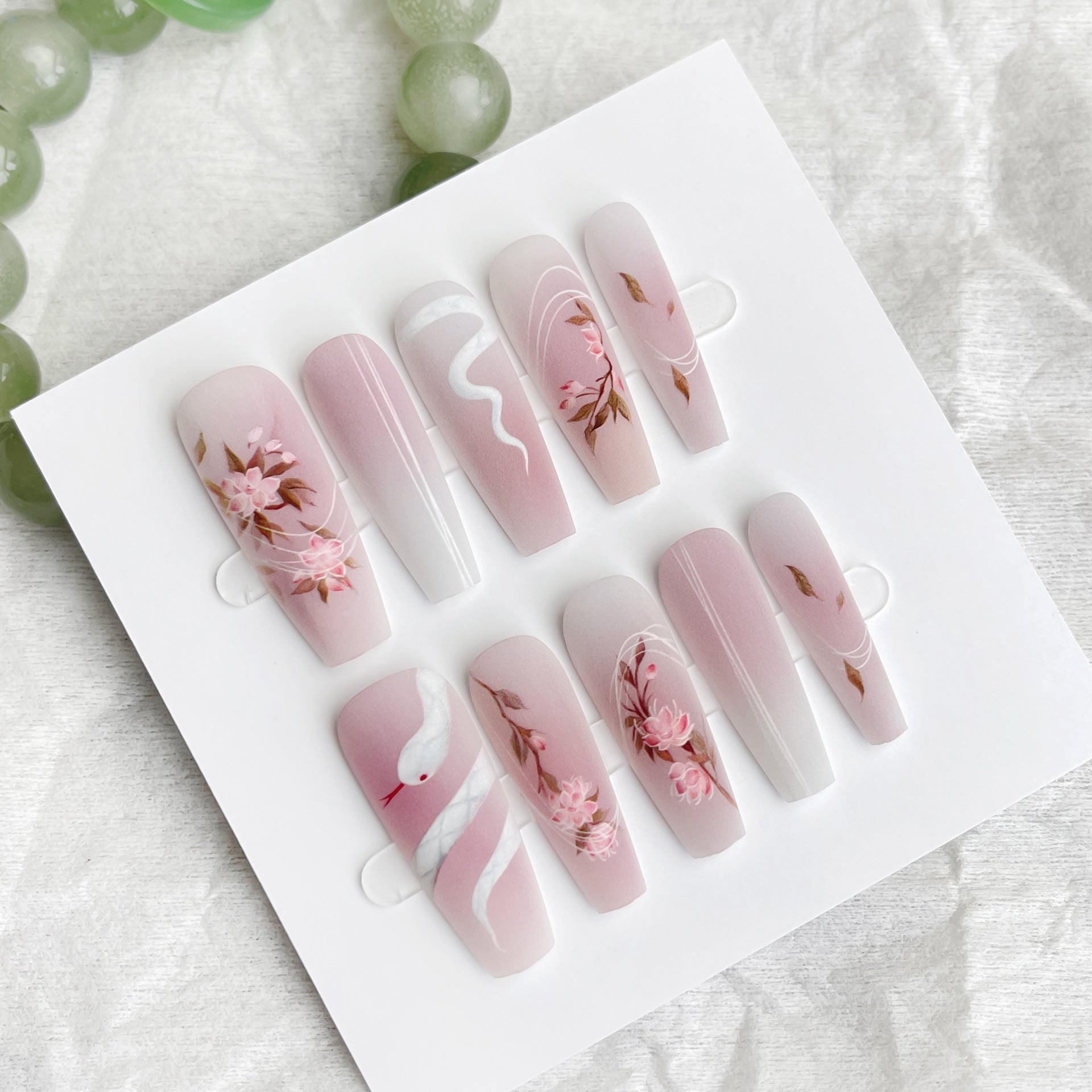 Press On Nails Ancient Chinese Style Snake Year Red Prefabricated Nail Tip Wear Armor