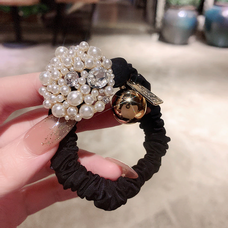Simple Small Intestine Hair Tie With Hair Pearl With Drill Rope