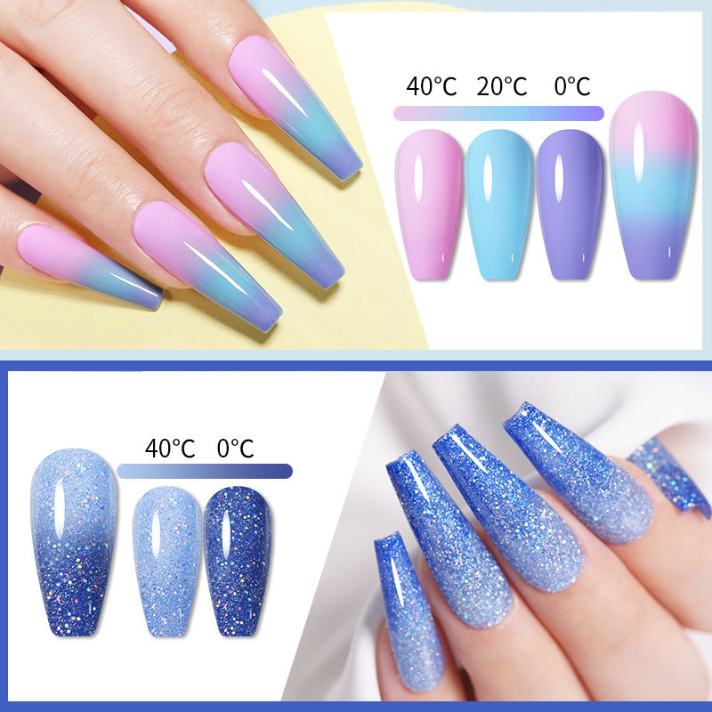 Lilycute Temperature Change Glitter UV Polish Three-section Color Change