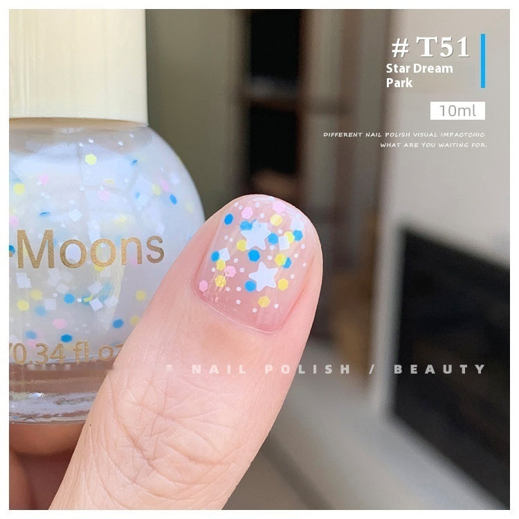 Moons White Sequins Nail Polish Baking-free And Tear-free