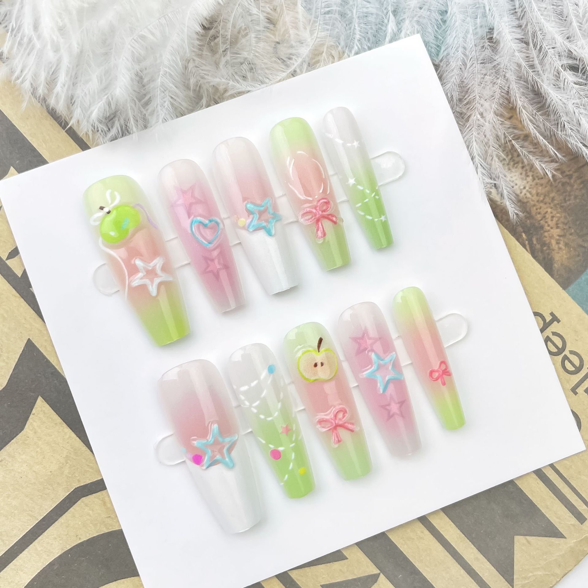 Press On Nails Cute Three-dimensional Relief Machine Wear Armor Fake Nail Tip
