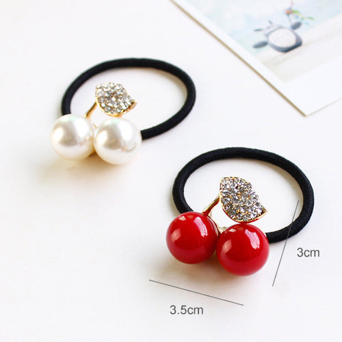 Small  And Cute Rhinestone Cherry Hair Rope