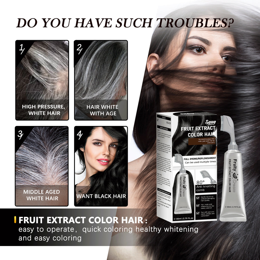 Fruit Comb Plant Hair Dye Black Hair Color Cream When Combed