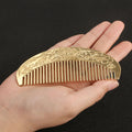 Retro Anti-static Lotus Carved Brass Comb
