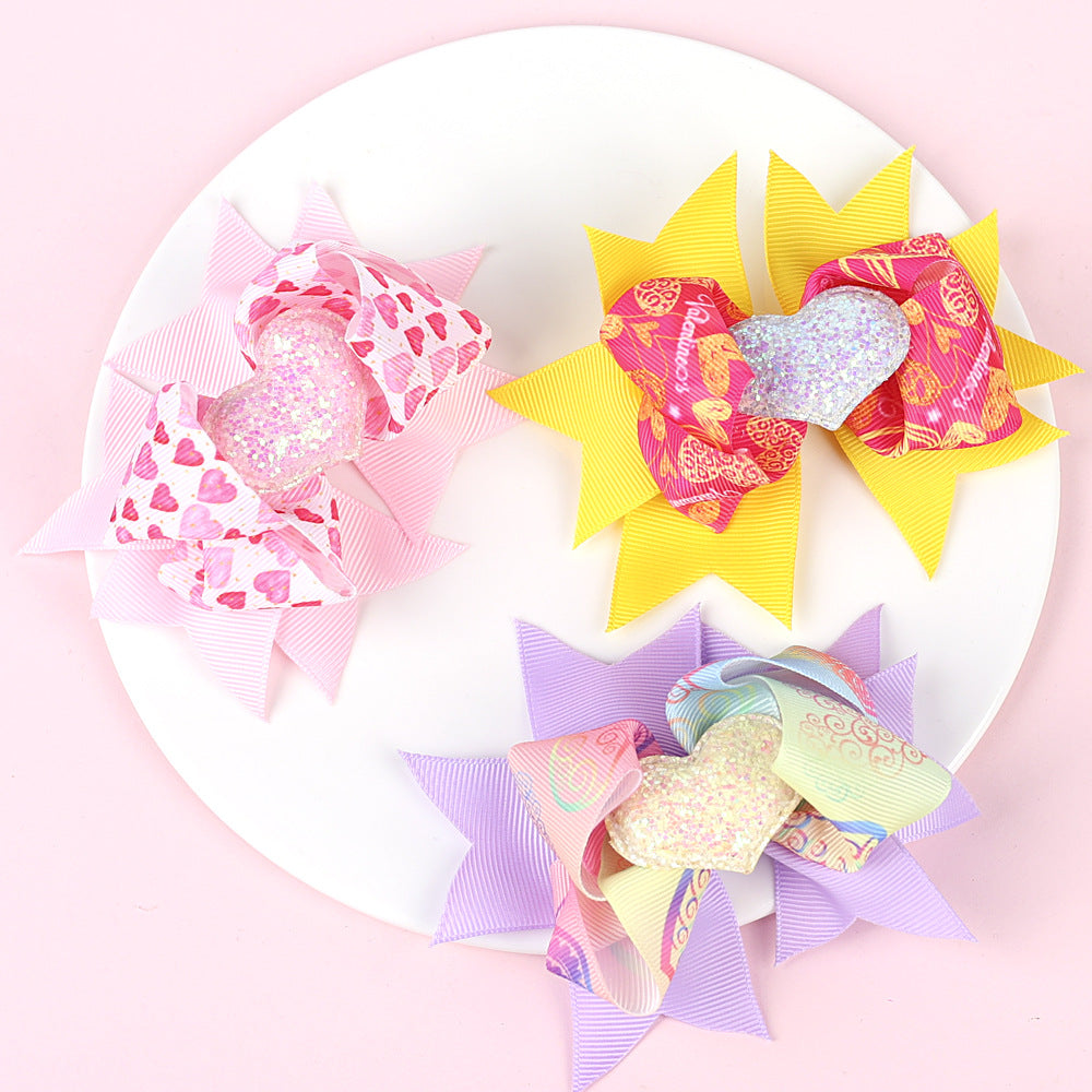 Children's Bow Hairpin Multi-layer Love Edge Clip