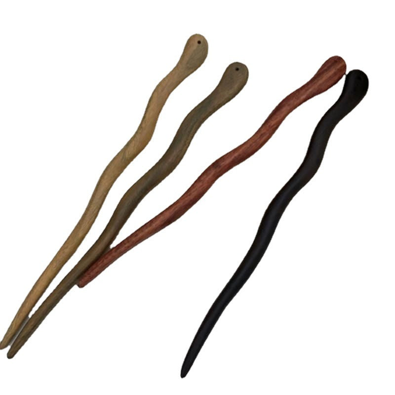 Simple Sandalwood Hairpin Elegant Updo Hair Accessories