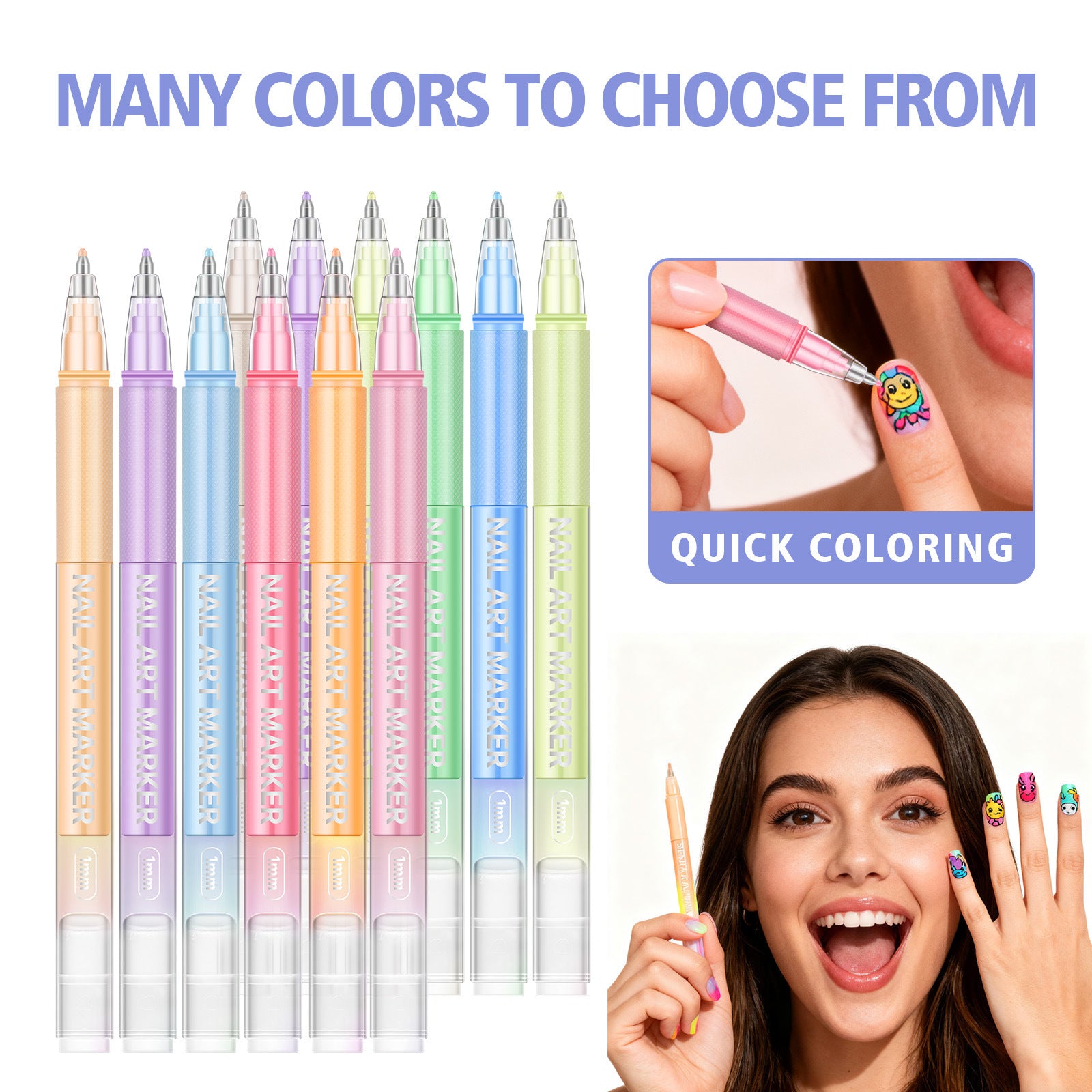 Painted Graffiti Nail Art Marker Highlighter And Outline Graffiti Pen Set