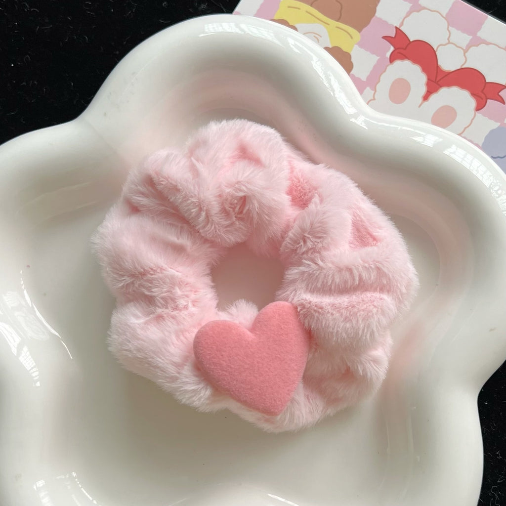 Flocking Love Plush Large Intestine Hair Ring