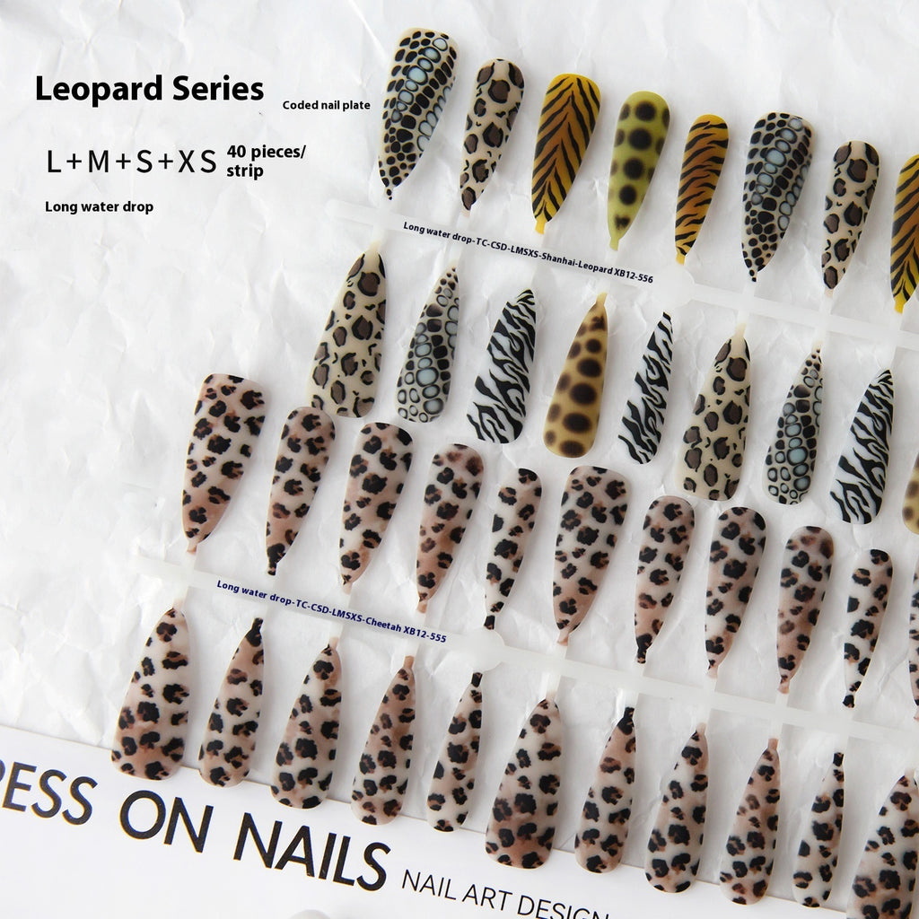 Press On Nails Background Semi-finished Products Prefabricated Nail Tip European And American Wave Mark French Leopard Print