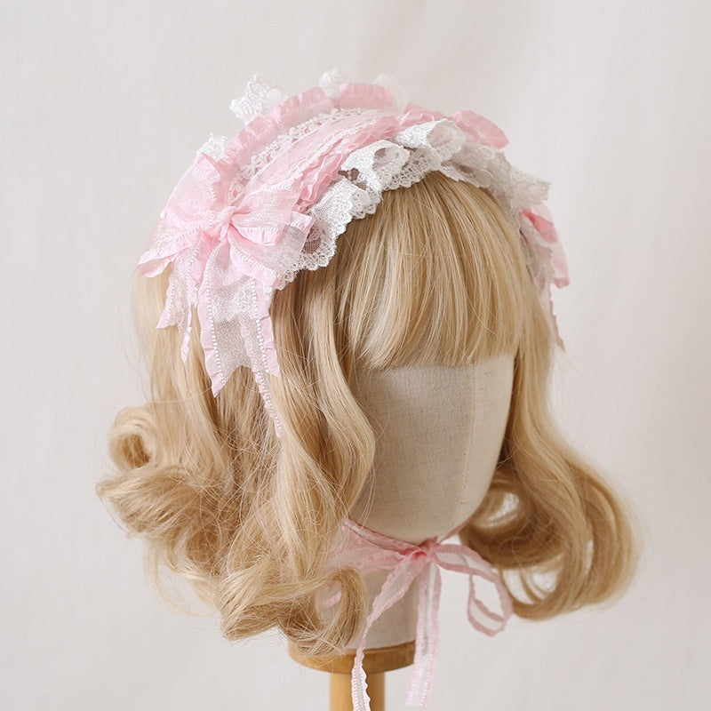 Versatile Color Blocked Bow Lace Headband