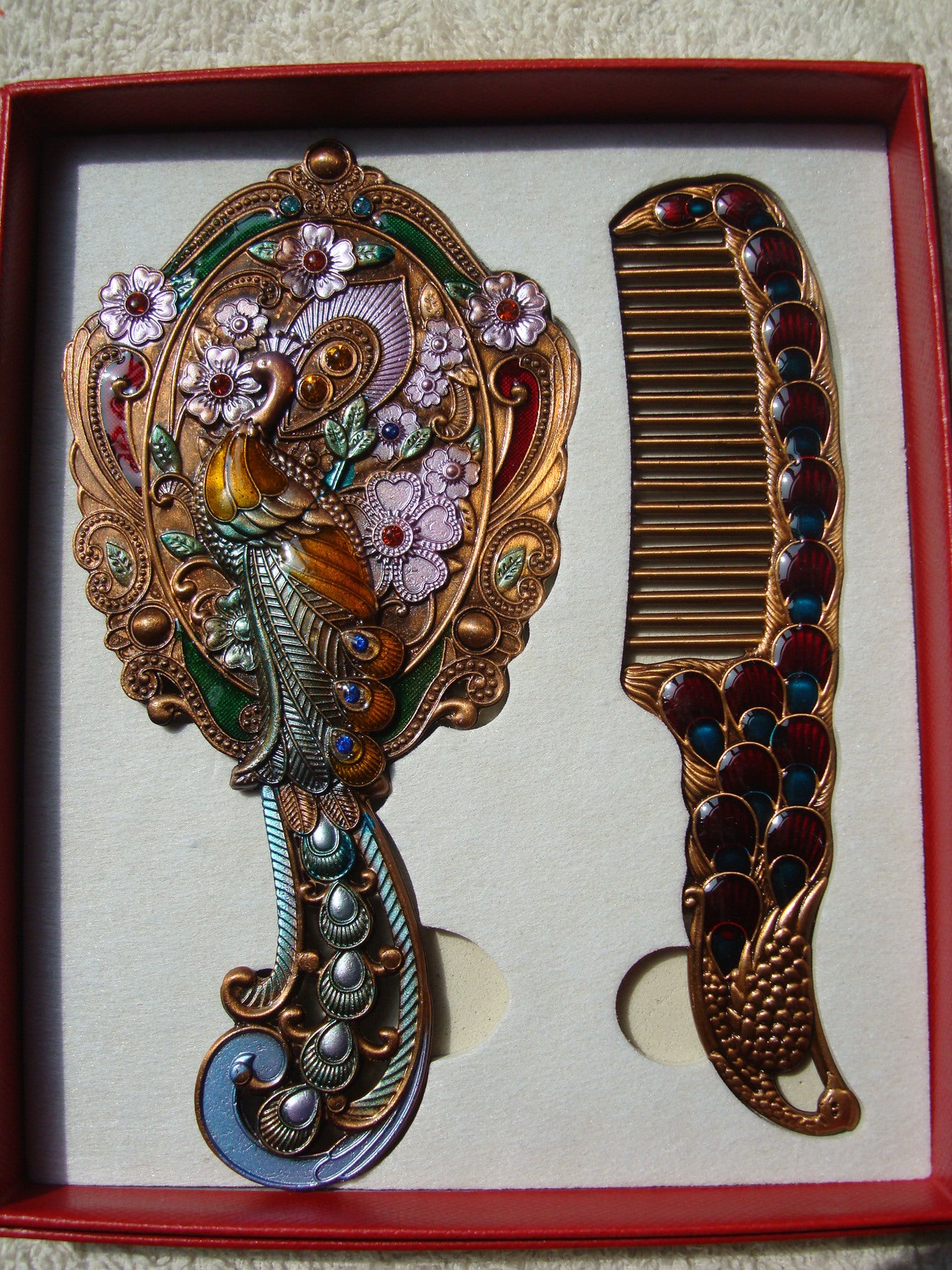 Portable Metal Handle Mirror Comb Suit