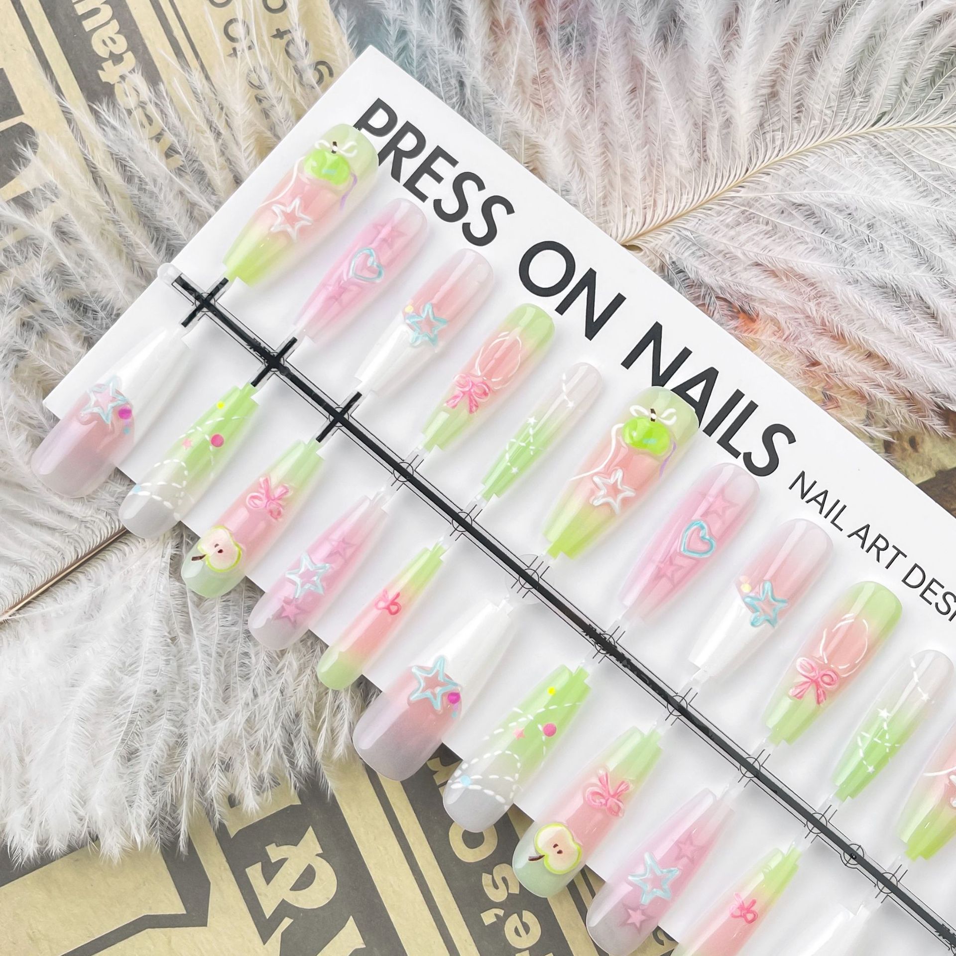 Press On Nails Cute Three-dimensional Relief Machine Wear Armor Fake Nail Tip
