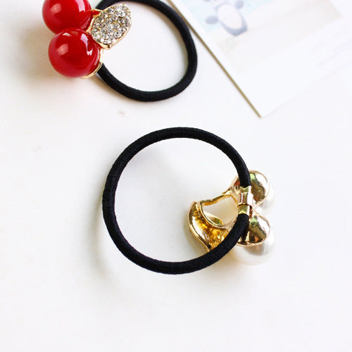 Small  And Cute Rhinestone Cherry Hair Rope