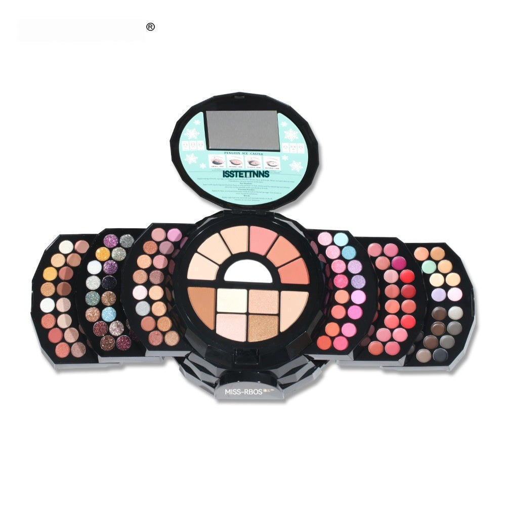 Issyettnns Makeup Palette Featuring Shimmering Eyeshadows Contouring Products Lipsticks And Matte Blush