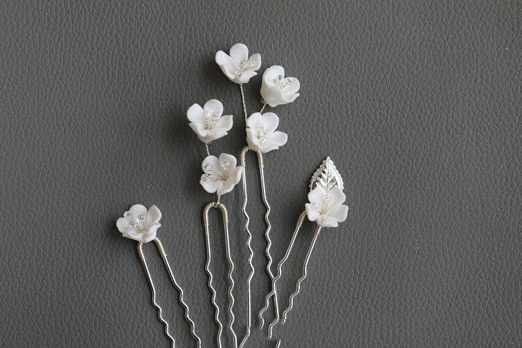 Handmade Beaded Ceramic Flower Hair Accessories