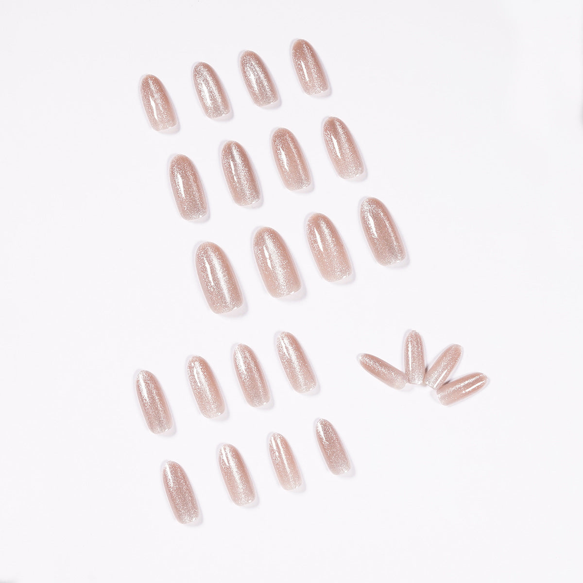 Tan Long Crystal Cat Eye Soft Nail